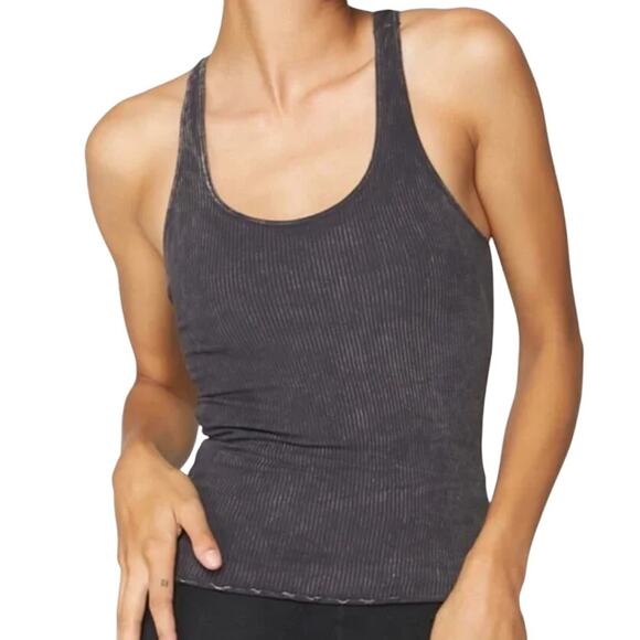 Spiritual Gangster Ribbed Amor Crop Tank in Washed Black – NWT Size M/L - Picture 2 of 8